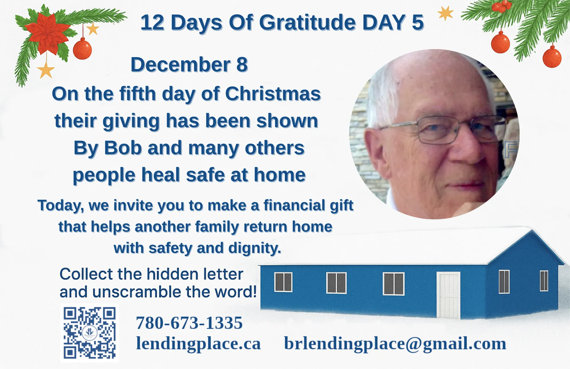 Celebrating Our 12 Days of Christmas Gratitude, Christmas image with greenery in top left and top right corner, image Bob